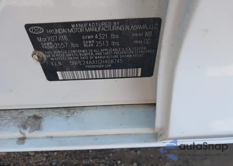 2016 Hyundai Sonata Eco из США, поврежденный, VIN 5NPE24AA1GH408745